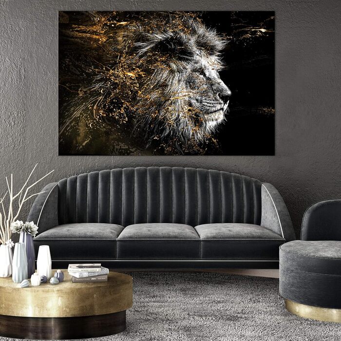 Лев Абстрактний 120x80 см полотно картина на полотні неткані фреска художній принт настінний друк стіна вітальня стіна прикраса ст