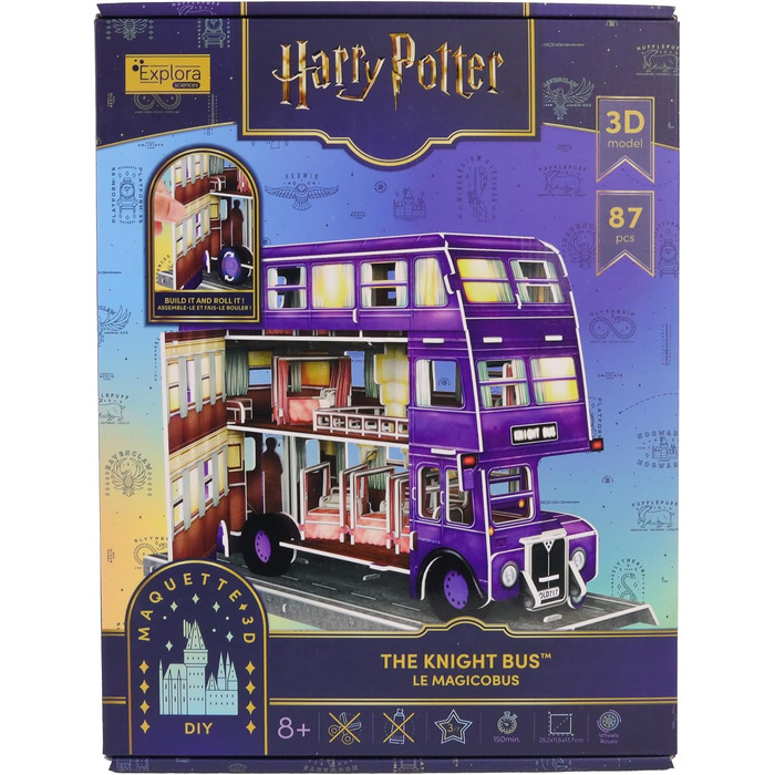 Пазл EXPLORA Магічний автобус (офіційна ліцензія Harry Potter), 87 деталей, без клею та ножиць, конструктор-модель на подарунок, від 8 років, 3D-