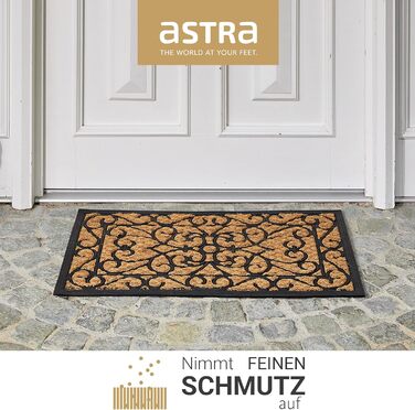 Нековзний килимок для вулиці Astra, стійкий до атмосферних впливів - вхідний килимок Coco Deluxe з гуми та кокосу, антибактеріальний - брудозахисний килимок 45x75 см, комплект з 2 шт. , рельєфний візерунок.