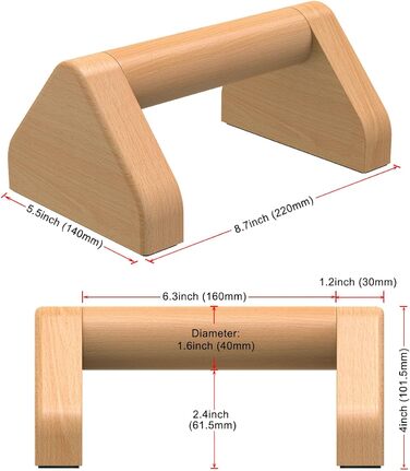 Дерев&39яні перекладини для віджимань Kipika 4-дюймові ручки для віджимань з бука для використання на підлозі, нековзка гумова основа, трикутні стійки для віджимань, домашнє фітнес-обладнання, ідеально підходить для віджимань, L-подібних положень, силових