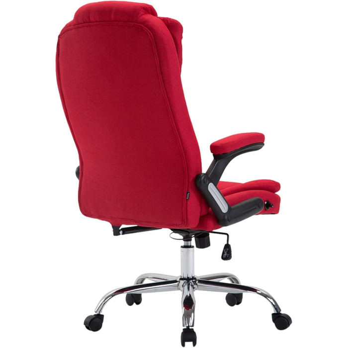 Крісло керівника CLP XXL Thor з тканинною оббивкою, максимальне навантаження 150 кг, офісне крісло з підлокітниками, регульована висота, обертове крісло з товстою оббивкою, колір червоний