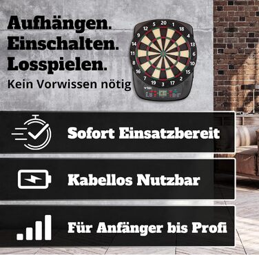 Електронна мішень для дартсу ТУРНІРНИЙ СТАНДАРТ Професійна німецька електронна мішень для дартсу Повний комплект, включаючи дартс, електронна мішень для дартсу Бездротове використання Мяка мішень для дартсу