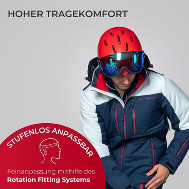 Лижний шолом BLACK CREVICE Vail Лижний шолом у стилі Pilot із козирком Чоловічий та жіночий лижний шолом Полікарбонатний лижний шолом Дихаючий лижний шолом Регульований розмір M (55-58 см) Матовий рушничний метал/Блискучий чорний