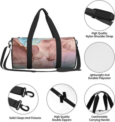 Спортивна сумка-мішок для подорожей та пляжу, барвистий мармуровий принт, чорний колір, універсальний розмір, дорожня сумка