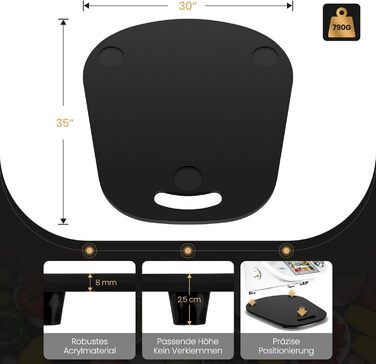 Для розсувної дошки Thermomix TM6 TM5 акрил, розсувна дошка EPULLWUP з ручкою без зусиль переміщення для кухонного комбайна Thermomix Vorwerk TM5 TM6 Аксесуари Pad Board, глянцевий чорний