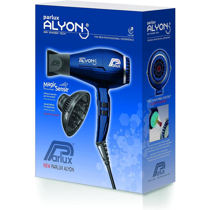 Подарунковий набір з фена та дифузора Parlux Alyon Night Blue Легкий професійний фен з технологією іонізації повітря потужністю 22