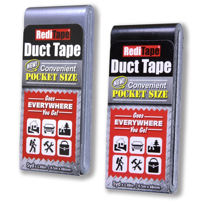 Клейка стрічка Tasche, 2 шт., упаковка 4,8 см x 5 метрів, плоска упаковка, 1,88 дюйма завширшки x 5 ярдів завдовжки x 0,55 дюйма завтовшки, сріблясто-чорна