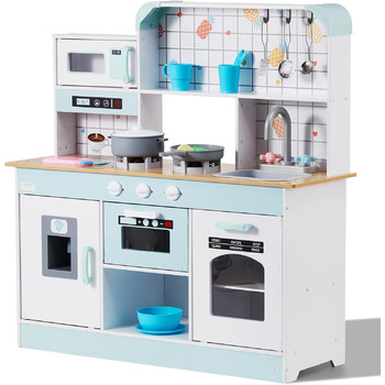 Дитяча кухня VEVOR 24 предмети, Ігрова кухня з підсвічуванням, звуками, дитяча кухня з морозивницею, духовкою, мийкою, мікрохвильо