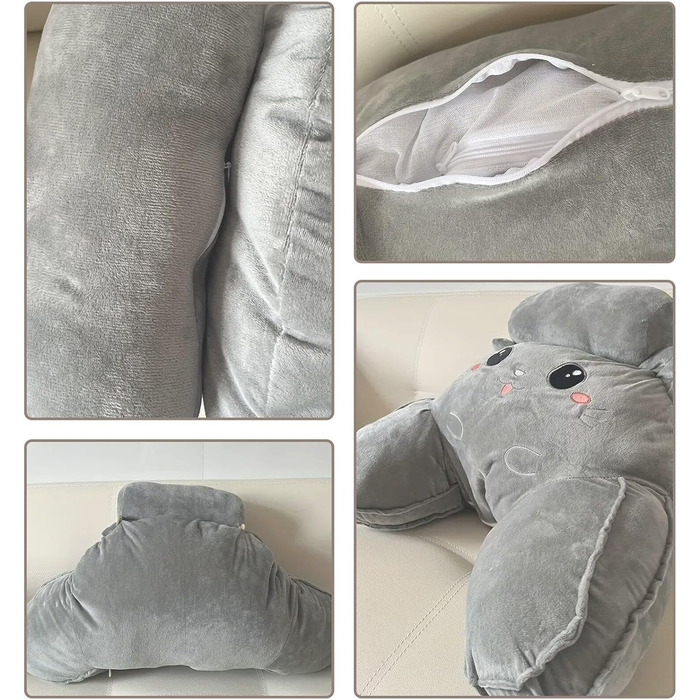 Подушка для читання для ліжка, м&39яка, пухнаста подушка для спини для читання з підлокітниками та знімним підголівником, мила спинка дивана з котом для дорослих та дітей