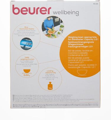Кухонні ваги Beurer 704.15 KS 25 з ваговою чашею на 1,2 л, цифрові кухонні ваги з функцією зважування тари та вантажопідйомністю 3