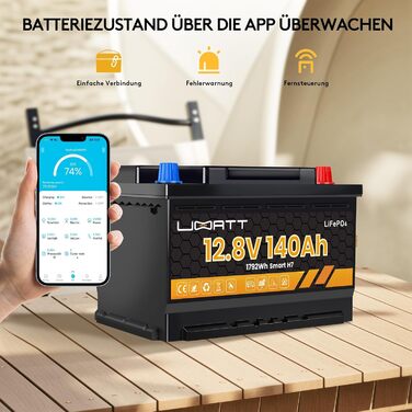 Літій-іонний акумулятор LiFePO4 12V 140Ah H7 з Bluetooth, елементами REPT та захистом від низьких температур JBD 150A BMS, макс. 15000 циклів, автомобільний акумулятор, автофургон, LiFePO4 12V 100Ah, човен, кемпінг, сонячна панель