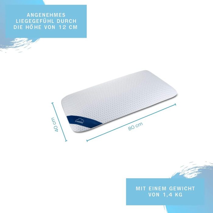 Пінопластова подушка Genius eazzzy 40x80 см, висота 10 см - подушка для підтримки шиї з 2 рівнями жорсткості охолоджувальний гелевий пінопласт - подушка для сну на боці, спині та животі в упаковці з 2 шт.
