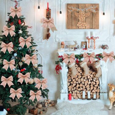 Різдвяні бантики 12 шт рожеві SULOLI