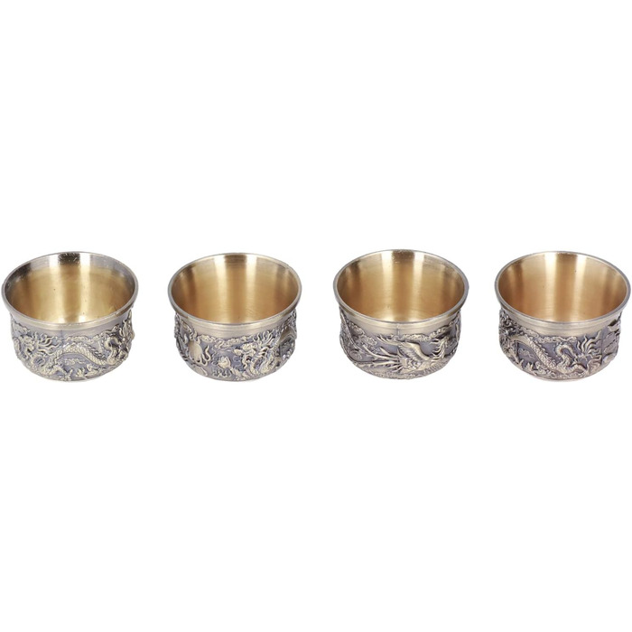 Ренґю Чайний Сервіз, Вишуканий Марокканський Вінтажний Набір для Чаювання з Металу на 4 Особи з Чашками та Блюдцями, Розкішний Рельєфний Візерунок для Декору Столу, Подарунок