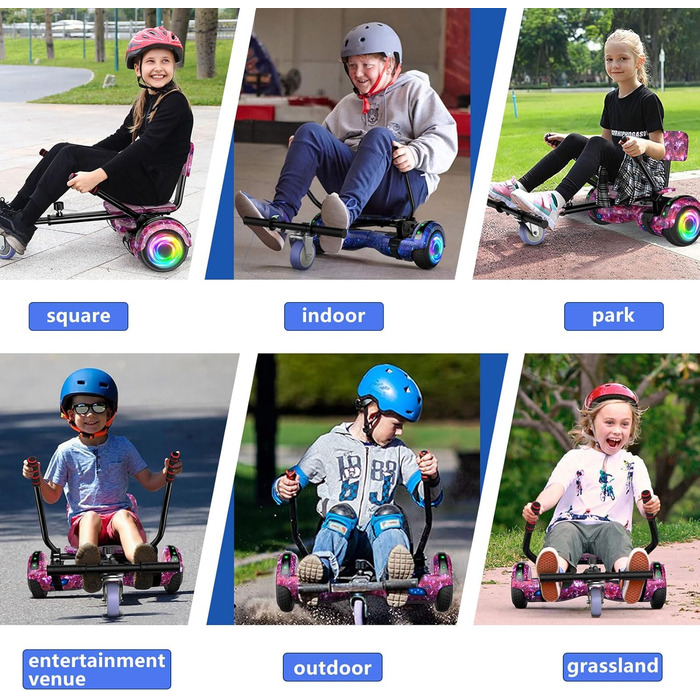 Гіроскутер SISIGAD HY-A02C для дітей – 6,5-дюймовий самобалансуючий з Bluetooth та світлодіодним підсвічуванням, потужний подвійний двигун, подарунок для дітей, зоряно-блакитний / фіолетовий