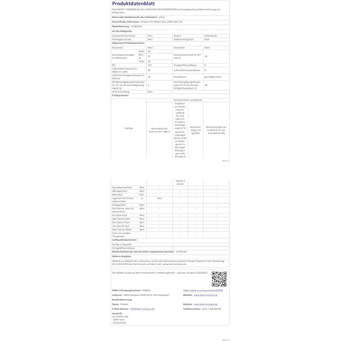 Електричний холодильник tillvex 24 л Міні-холодильник 230 В та 12 В для автомобілів, кемпінгу Охолоджує та обігріває ЕКО-режим, синій