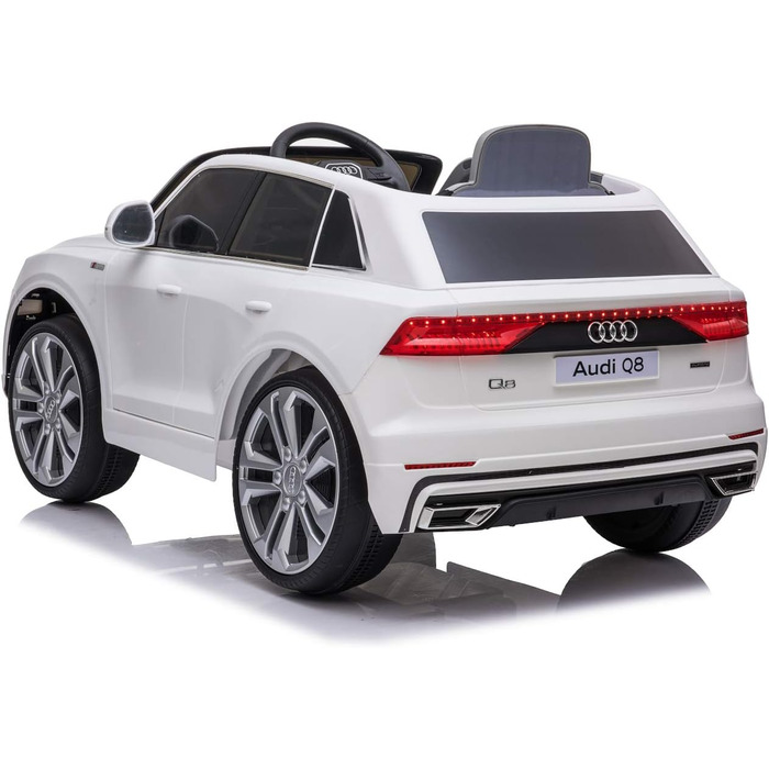 Дитячий електромобіль Audi Q8 - ліцензійний акумулятор 12В та 2 двигуни - 2,4ГГц MP3 шкіра Єва (Біла) Біла