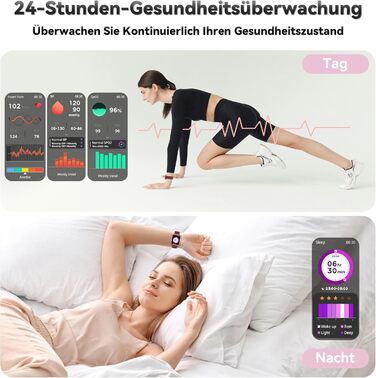 Розумний годинник для чоловіків та жінок, 1,83-дюймовий HD фітнес-трекер з крокоміром/монітором артеріального тиску/монітором серцевого ритму/функцією телефону, трекер сну, 120 спортивних режимів, водонепроникний фітнес- та спортивний годинник IP68 для iP