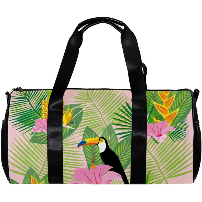 Спортивна сумка, маленька дорожня сумка, сумка для йоги, з тропічним малюнком (пальми, фрукти, квіти), сумка для фітнесу на відкритому повітрі, ручна поклажа