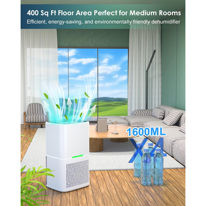 Осушувач повітря електричний, TUKIMA Кімнатний осушувач повітря Тихий осушувач повітря з функцією розморожування та режиму сну, оч