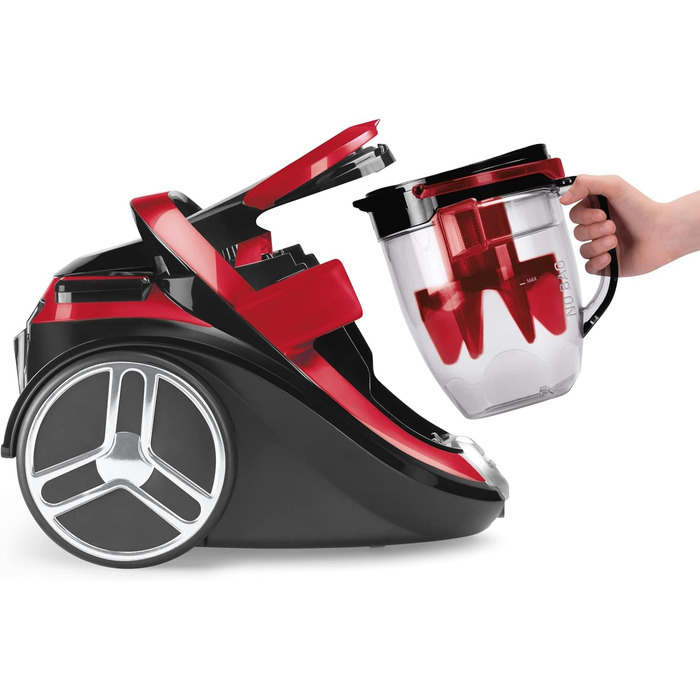 Безмішковий пилосос Пилосос Дуже тихий Об'єм для пилу 2.5 л Шерсть домашніх тварин Автомобіль Чорний/червоний, 7649 Silence Force