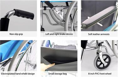 Інвалідні візки Складна інвалідна коляска, Легка складна інвалідна коляска, Медичне водіння, Медична допомога дорослим, Інвалідне крісло з потовщеною сталевою трубкою, Інвалідне крісло для людей похилого віку