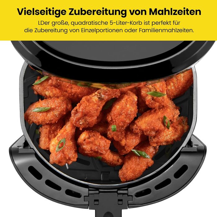 Цифрова фритюрниця Chefman, сімейний розмір 4.75 літра, керування одним дотиком, картопля фрі, курка, м'ясо, риба, антипригарний, можна мити в посудомийній машині, автоматичне вимкнення, чорний Великобританія