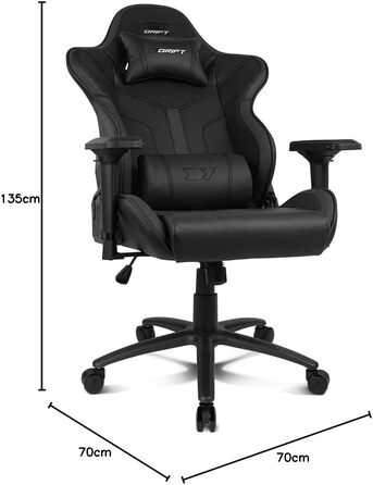 Ергономічне професійне ігрове крісло з 4D-підлокітниками, подушками для попереку та шиї, кутом нахилу 135, тихими коліщатками, чорного кольору, 350