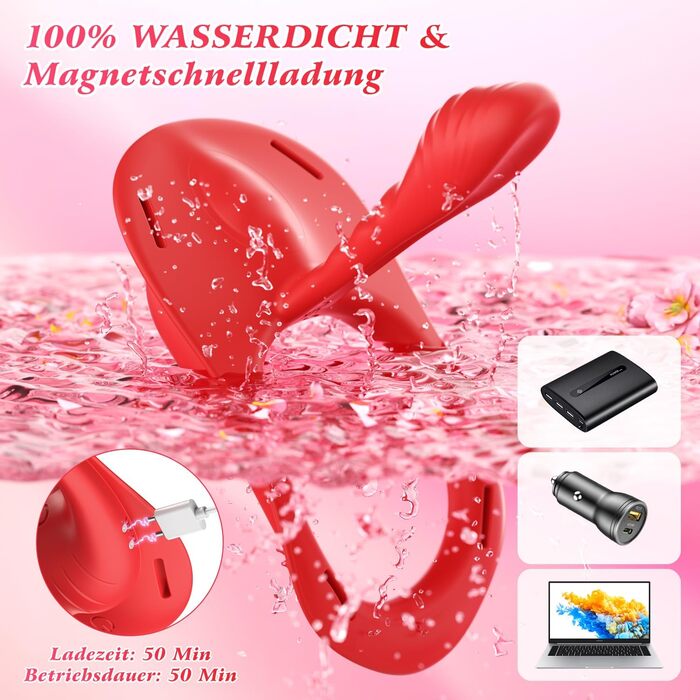 Вібратор-метелик DVG з ремінцями та пультом, 2 мотори, 10 режимів, червоний