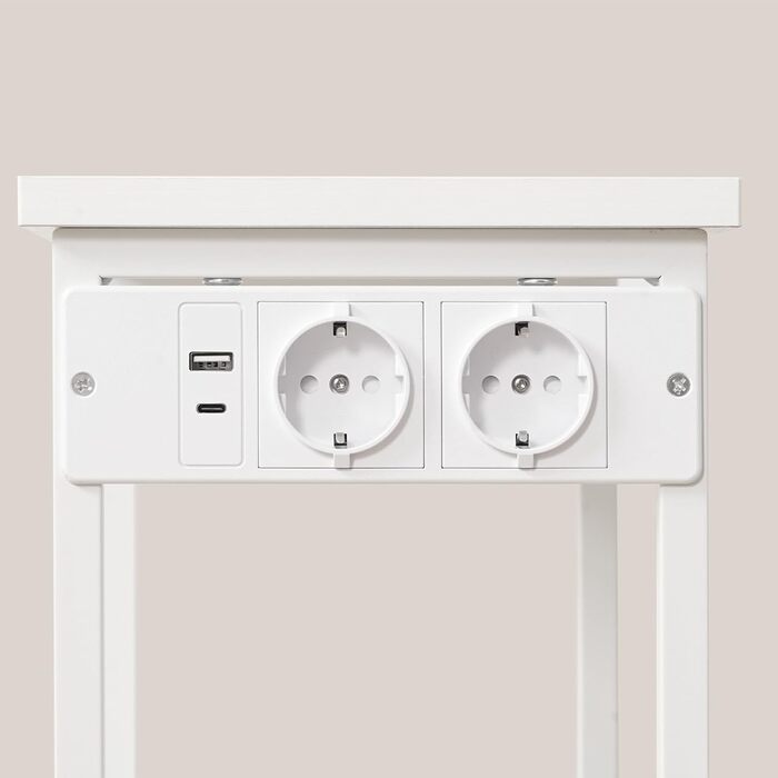 Вузький приставний столик, 3 полиці, тумбочка біля ліжка, журнальний столик із зарядною станцією, столик до дивана, столик до вітальні з місцем для зберігання, для невеликих приміщень, вітальня, спальня, білий AETWT29UE01