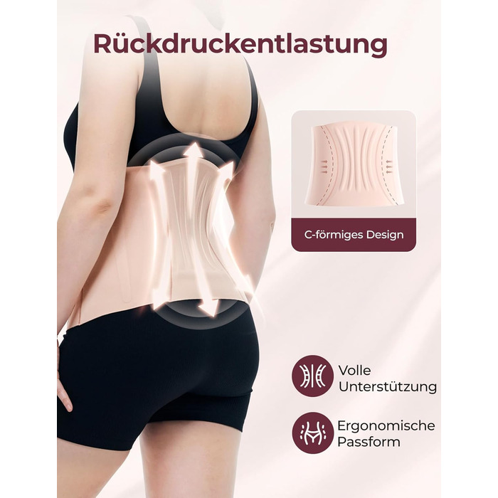 Післяпологовий пояс для живота Momcozy Ergowrap, 3D компресія та підтримка спини для відновлення після кесаревого розтину, безшовний пояс для живота для щоденного носіння та спорту, невидима коригуюча білизна після пологів (короткий, XL) XL Short-Skin Pin