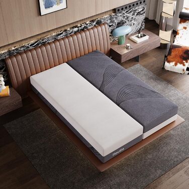 Матрац Novilla DualComfort 90x200 см, 9-зонний матрац з холодної піни з гелем та зеленим чаєм, висота 25 см, двосторонній матрац H3 та H4, сертифікований Oeko-Tex, повітропроникний та пральний чохол, висота 25 см, 90 x 200 см