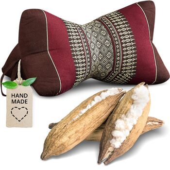 Подушка для шиї livasia з кісткою - Ø 15x32 см - Подушка для шиї у формі кістки, подушка для дивана, подушка для читання з капоком, подушка для саду та балкону, дорожня подушка ручної роботи (бордова)