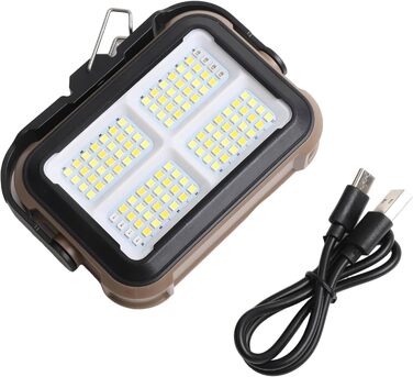 Світлодіодний сонячний кемпінговий ліхтар із зарядкою USB-C, 3600 мАг, акумуляторний робочий ліхтар, регульований 4-ступінчастий кольоровий COB-прожектор, алюміній IPX4 (4K)