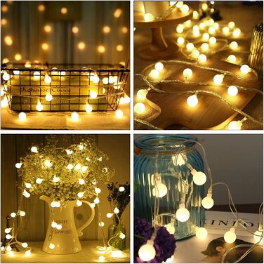 Зовнішні струнні ліхтарі Liyade, 15M 120 світлодіодних кульових струнних ліхтарів на відкритому повітрі, 8 режимів та функція позн