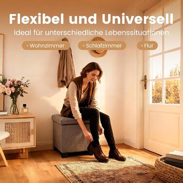 Пуф для зберігання Sweetcrispy, невелика складна лавка, 38 x 38 x 38 см, коробка для зберігання з кришкою як табурет та пуф для ніг, вантажопідйомність до 300 кг, для вітальні, спальні, коридору, темно-сірий