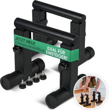 Ручки для віджимань 3-в-1 - Регульована рукоятка для калістеніки, стійки на руках та ручок для віджимань Ручки для віджимань, зручні для зап&39ястя, ідеальне обладнання для домашньої студії, тренажерного залу та в дорозі POWERNOVA Metal