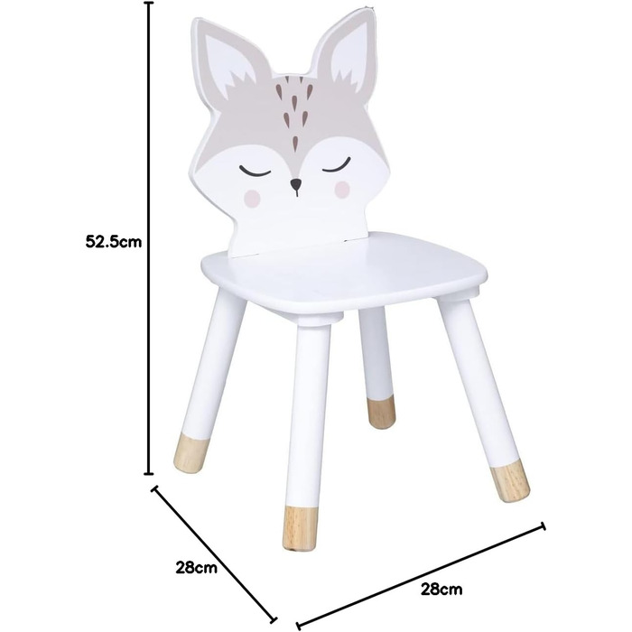 Дитячий стілець лисиця - білий - дерево - Різнокольоровий см Різнокольоровий