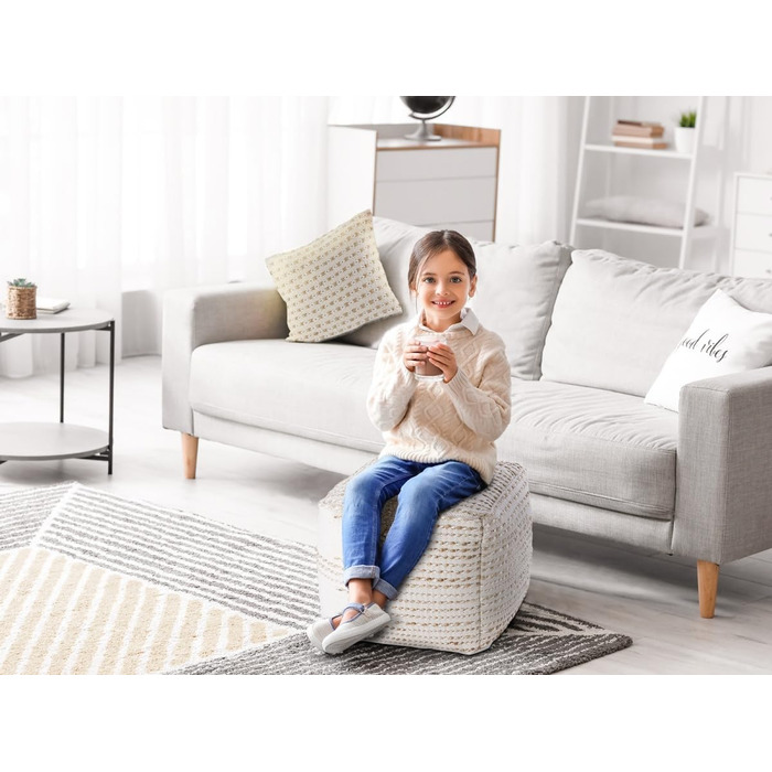 Джутовий пуф/підлогова подушка, круглий/квадратний, декоративний табурет/підніжка, колір квадратний, 45x45x45