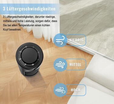 Настільний вентилятор PureMate Mini з 3 швидкостями обертання, автоматичне коливання на 70, невелика висота вентилятора 33 см, іде