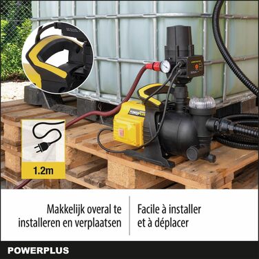 Потужний електричний водяний насос POWER plus POWXG9561-600 Вт, тискний насос, максимальна температура води 35C, продуктивність 3000 л/год, садовий насос, самовсмоктуючий насос, занурювальний насос, для дому та саду