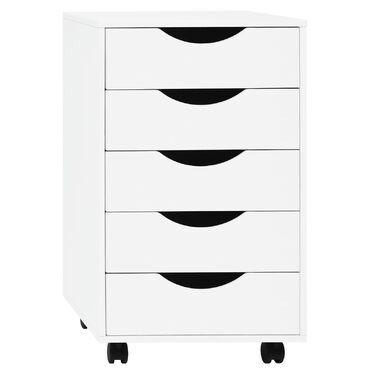 Контейнер на колесах WOLTU з 5 шухлядами, мобільна шафа для документів на колесах, блок з шухлядами, офісна шафа, офісний контейнер, тумба для столу, для домашнього офісу, білий, 40x66,5x40 см, ASK14ws