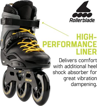 Роликові ковзани для фітнесу унісекс чорний/шафрановий жовтий, Urban Performance Inline Skates 7, 110 Unisex Adult Fitness Inline