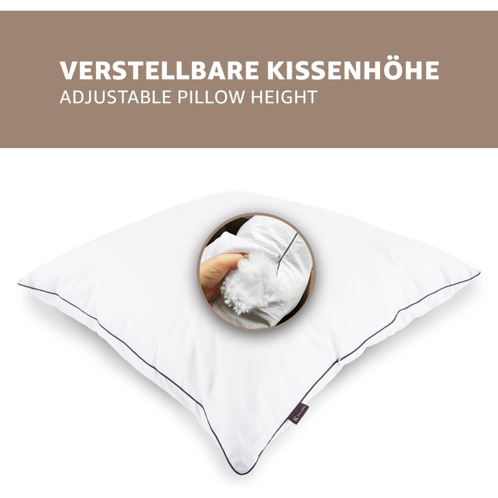 Подушки KALIOPE на блискавці 80 x 80 см, 2 шт. Гіпоалергенні подушки для сну Подушки для сну на боці Подушки для сну Готельної якості 2x80x80 із блискавкою