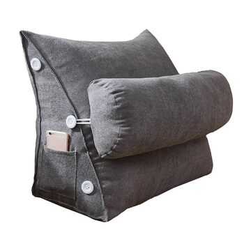 Трикутна подушка для читання, клиноподібна поперекова подушка, подушка для підтримки спини, подушка для підтримки попереку, подушка для спинки, подушка для узголів&39я ліжка з регульованою подушкою для шиї (60 x 50 x 22 см, сірий) 60x50x22 см сірий