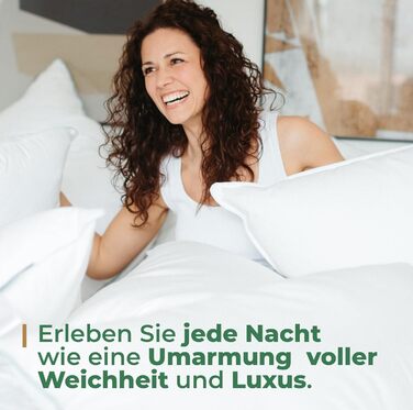 Пухова подушка 80x80 см, виготовлена в Німеччині - 100 пір&39яний наповнювач - пір&39яна подушка з бавовняним чохлом - сертифікована Oeko-Tex - подушка для спокійного сну - подушка - комплект з , 80x80 см