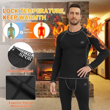 Термобілизна MEETYOO для чоловіків, 1/3 шт., функціональна білизна, лижна білизна, зимовий комплект термобілизни, тепла, м&39яка, дихаюча, для чоловіків, спортивна, чорний сірий синій, розмір L