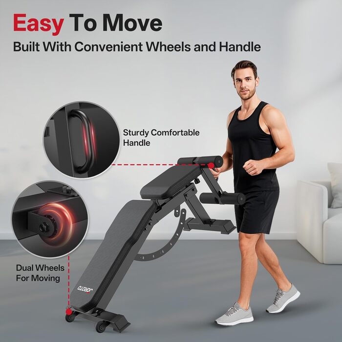 Регульована силова лава JOROTO MD65, багатофункціональна силова лава для домашнього використання, тренувальна лава з максимальним навантаженням 800 кг, 9-позиційна регульована спинка та 3-позиційне регульоване сидіння для фітнесу