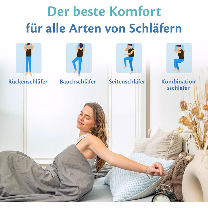 Подушка для шиї Ella 40x80 Ергономічна подушка з регульованим наповнювачем Ортопедична подушка від болю в шиї Підходить для сну на боці, спині та животі з чохлом, який можна прати, 40x80 см