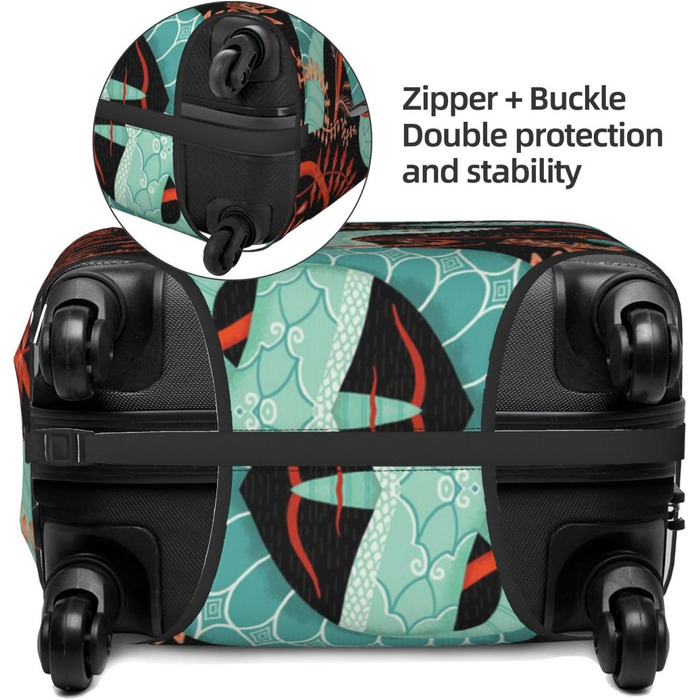 Чохол для валізи Змія та квіти - еластичний захист від подряпин та пилу, чорний, розмір 80